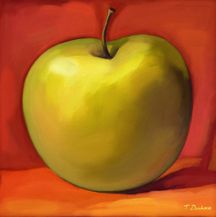 apple on red